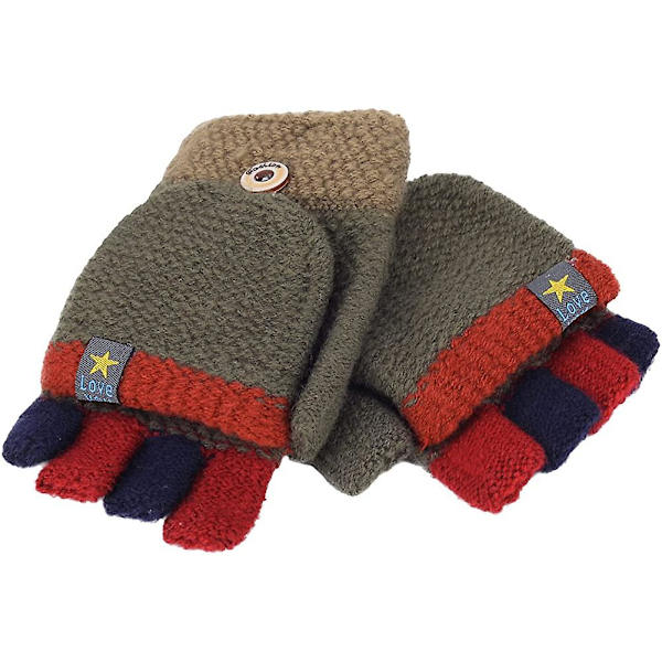 Stickade halvfingerhandskar Unisex varma handskar för tjejer