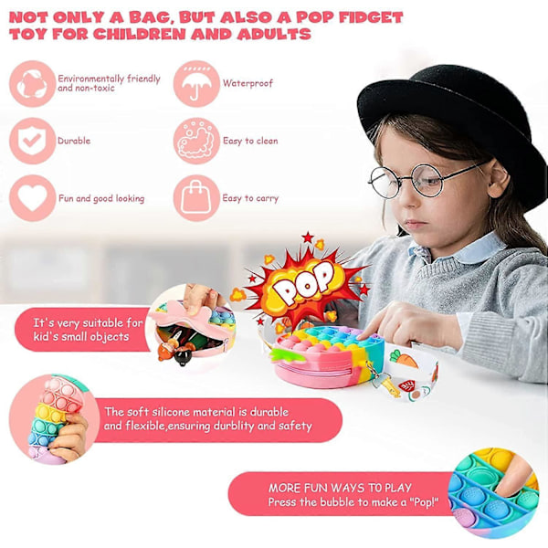 Pop Bag It för Leksaker till Flickor, YOINGO Fidget Leksak Poppet Väska Flickor Barn Leksaker för Flickor, 2 i 1 Popit Axelväska Popper Handväska och Sensoriska Leksaker