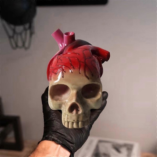 Pääkallosydän Pöytäkoriste Pääkallosydän Halloween-koriste Syntymäpäiväkoriste Perheelle ja K