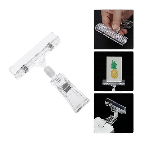 25 stk. Plastik Vareskilte Klips Drejelig Clip-on Holder Display Klips Holder Stand Prisvisning