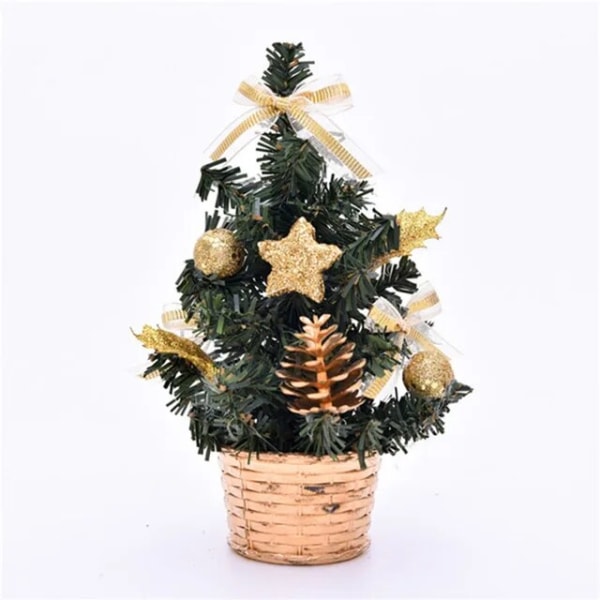 Julgransprydnad Dekoration Hem Bärbart Bord Xmas Festival Mini Inredning 20cm Navidad Presenter Jultomten Nyårsträd Gold 3