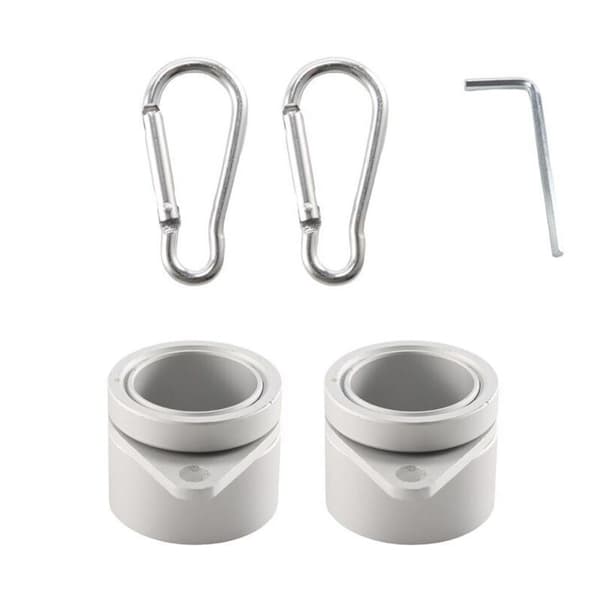 Sett med 2 flaggstangringer. Anti-vikle klips. 360° roterbar. Passer til 2,54 cm flaggstenger.