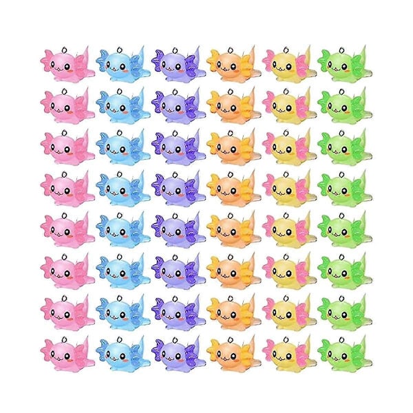 48 stk. Dyrevedhæng Axolotl Resin Vedhæng til Smykkefremstilling Små Resin Dyr Resin Figurer Minia