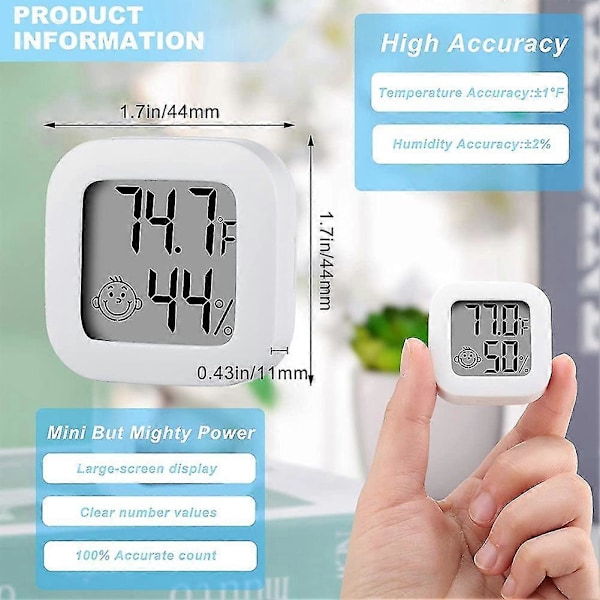 6 Stycken Fuktmätare Fuktsensor Inomhus Termometer Hög Noggrann Temperatur och Luftfuktighet
