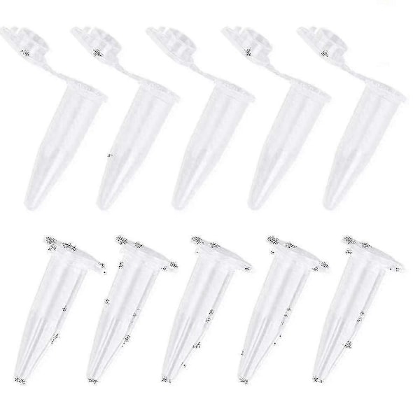 1000 st Mini Centrifugrör 1,5 ml Graderade Genomskinliga Plastcentrifugrör med Platt Snäpplock