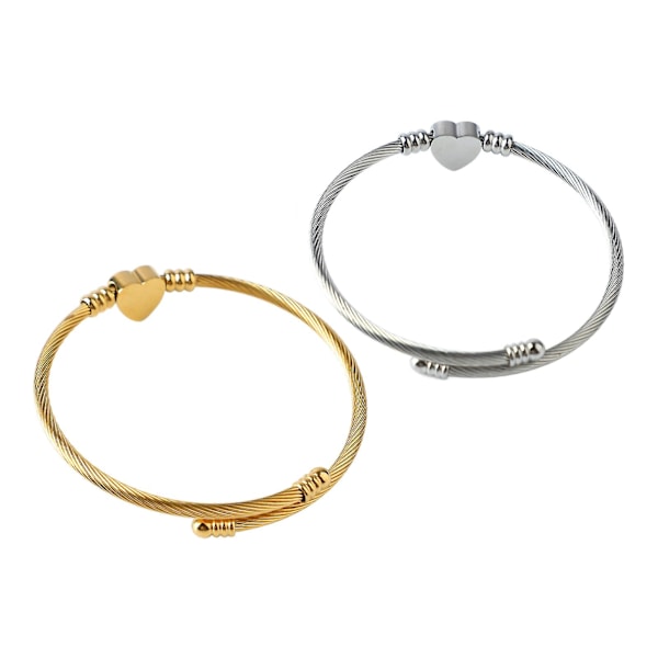 2 stk. Snoet Armbånd Knude Manchet Hjerteform M Bogstav Titanium Stål Snoet Armring