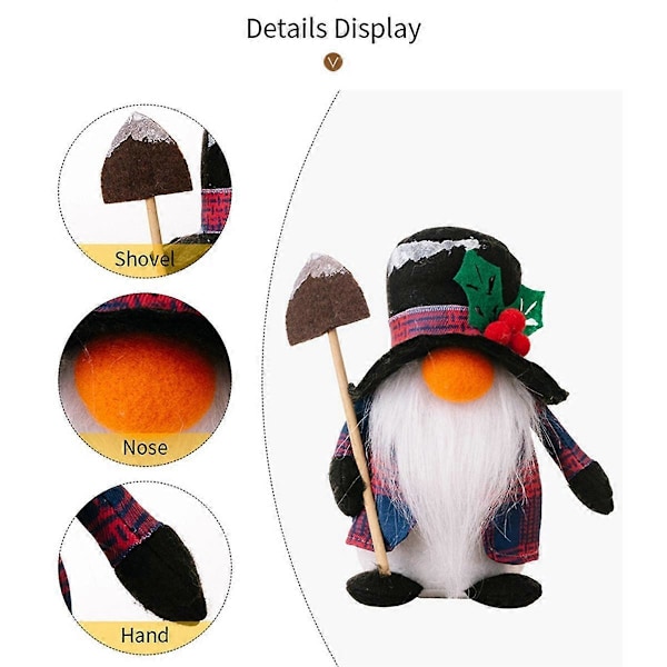 Juldekorationer Ansiktslös Docka Figurin Prydnad Kvast Skyffel Tomte Docka Gåvor Kvinna