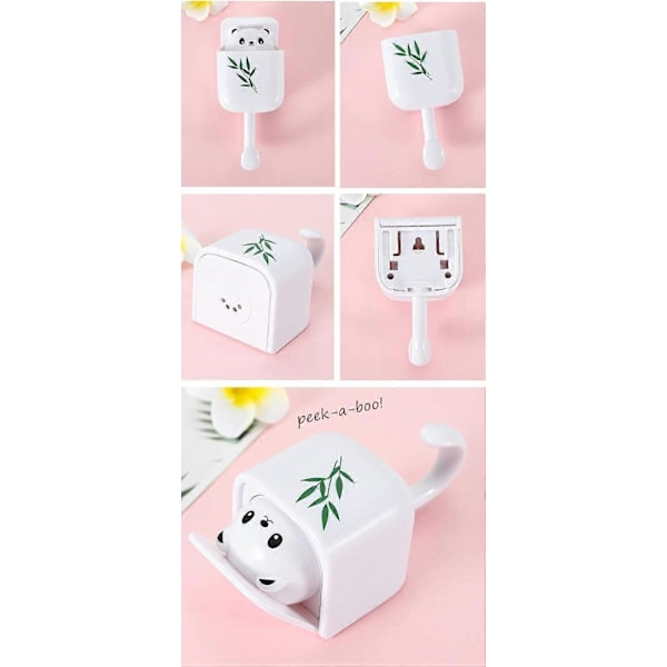 Peek-A-Boo Söta Panda Björn Krokar Väggmonterade, Aromaterapi, Kraftiga Självhäftande Krokar, Dekorativa för Barn Flickor, för Nyckelrock Morgonrock Handduk, 4-pack