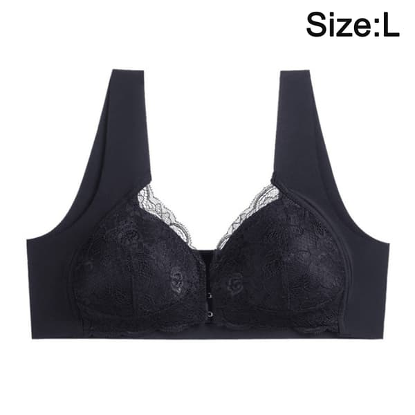 Comfort Front Closure BH - Sort, Ideel til Sport og Træning, L