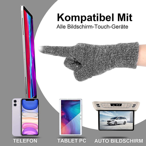 Handskar Herr Dam Vinterhandskar Touchscreen Handskar Varma Handskar Stickade Finger S-l M