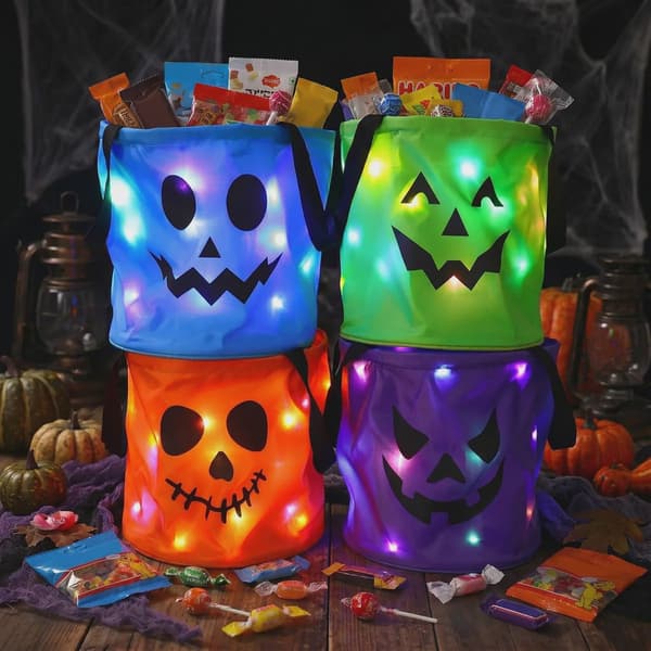 Halloween LED-karkkiämpäri (kuitukangas) B