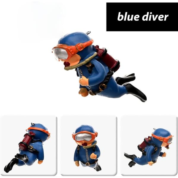 Sæt med 2 søde dykkerakvariedekorationer (blå/orange)
