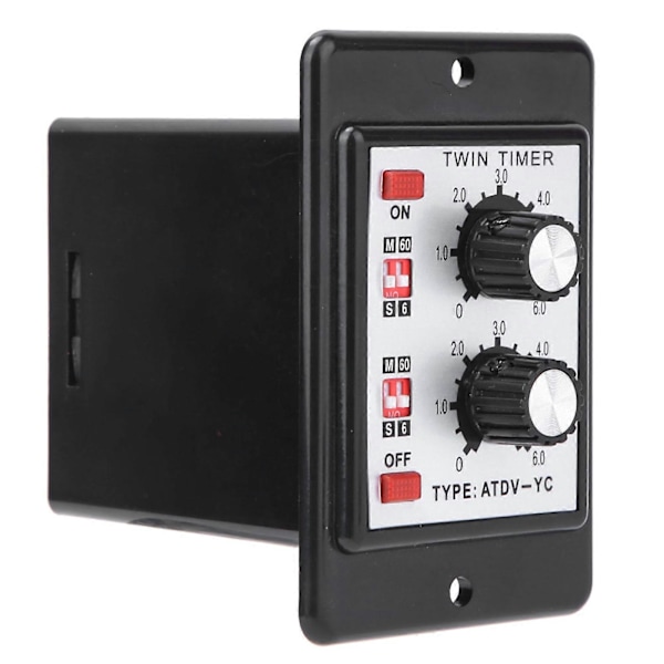 På Av Tvilling Timer Relä Ratt Kontroll Tidbrytare ATDV-YC 6S-60M (AC 110/220V)
