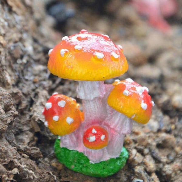 2X Miniatyr Sopp Figur Dekor Hode