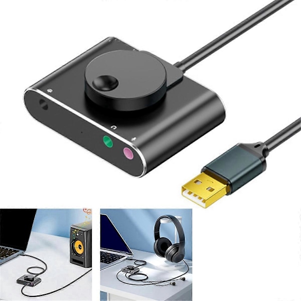 USB Eksternt Lydkort 3,5 mm Headset Mikrofon Port Driver-Fri Audio Konverter for Stasjonær og Bærbar PC