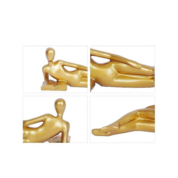 Gull Dekor Lesestatue Hjemmedekorasjoner Gull Aksent Hjemmeinnredning for Stue Resin Abstrakt Re