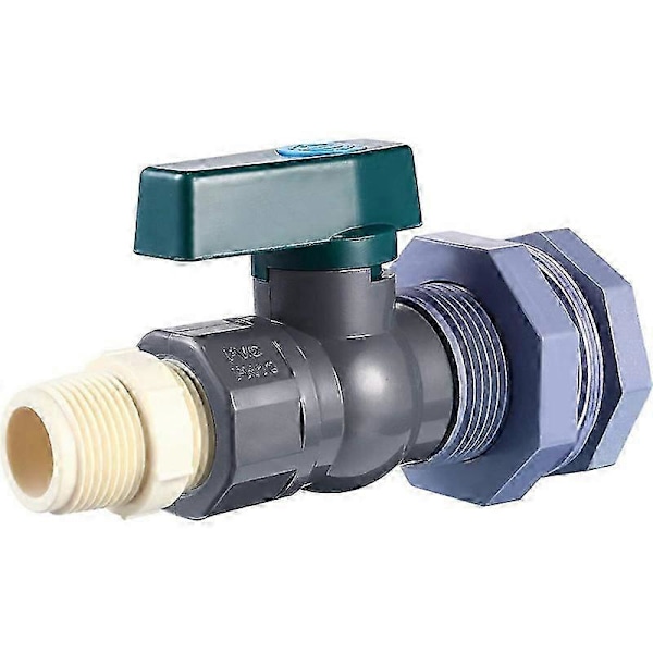 Regnvannsoppsamlerkran 3/4\", PVC Regntønneventil med Skottkobling og Slangeadapter for Akvarier, Svømmebasseng, Hagetønner (3/4\")