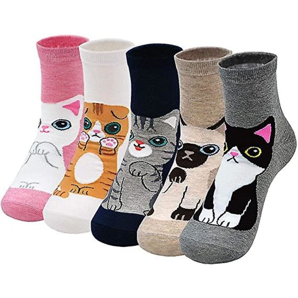 Nyhet Strumpor Kvinnor Katt Hund Djurstrumpor, Kvinnor Bomull Flickstrumpor Söta Vinterstrumpor Mjuk Sock, Eu 5 Par