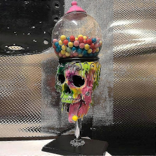 Boblegummaskine Farverig Kranie Slik Dispenser Halloween Bordpynt Til Hjemmet
