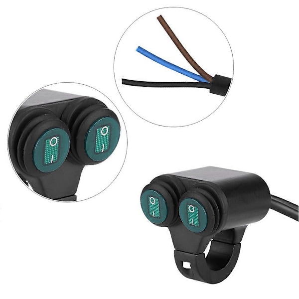 22mm Universell Motorsykkel Styrefeste Frontlys Brems Tåkelys Horn Dobbel Knapp Bryter Modell A