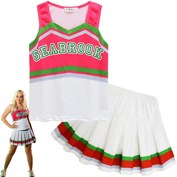 Barnkläder Zombies 3 Addison Girls Cosplay Kostymer Väst och kjol Hand Blommor 3 st Cheer Leader Barn Halloween Outfit 110cm