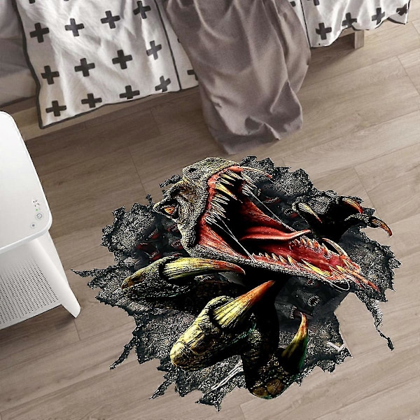 Trasig Vägg 3D Dinosaurie Väggdekal Mark Bakgrund Väggdekorationsdekal