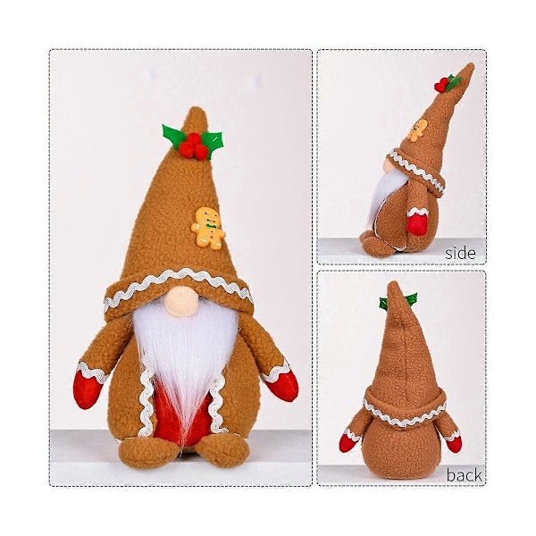 Khaki Peberkagemand Juleplys Strikket Ansigtsløs Nisse Rudolph Dukke til Hjemmegaver Ornamenter