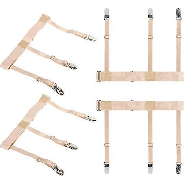 Skjorthållare för män 1 par, Elastisk justerbar skjortstrumpa för män med låsande halkfria clips