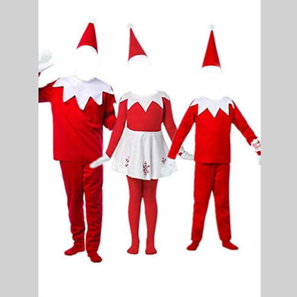 Barn Alvdräkt Vuxen Alvdräkt Röd Nyår Cosplay Festklänning Familj Halloween Julfest Finklänning Set female 130 cm