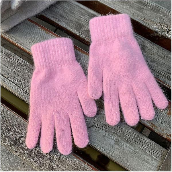 1 par Vinter Elastiska Ull Cashmere Cykelkörhandskar Hel Finger Vantar Dam Herr Mode Utomhus Skidhandskar Light grey