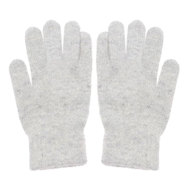 1 par Vinter Elastiska Ull Cashmere Cykelkörhandskar Hel Finger Vantar Dam Herr Mode Utomhus Skidhandskar Light grey