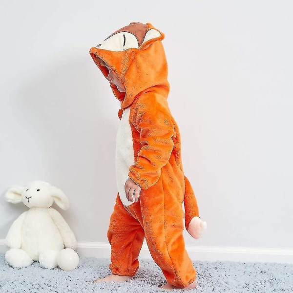 Unisex baby Vinter Höst Flanell Huva Romper Cosplay Jumpsuit Hög kvalitet Fox 6 12 Months