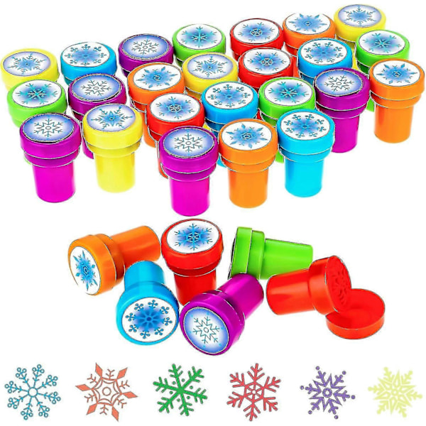 36 Stycken Vinter Snöflinga Stämplar Plast Färgade Stämplar Blandade Snöflinga Stämplar För Korttillverkning Jul Fest Favörer, 6 Stilar