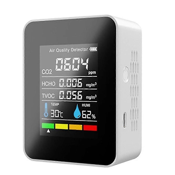 5-i-1 CO2-måler Digital Temperatur Fugtighedstester Kuldioxid Detektor Luftkvalitetsmonitor TVOC