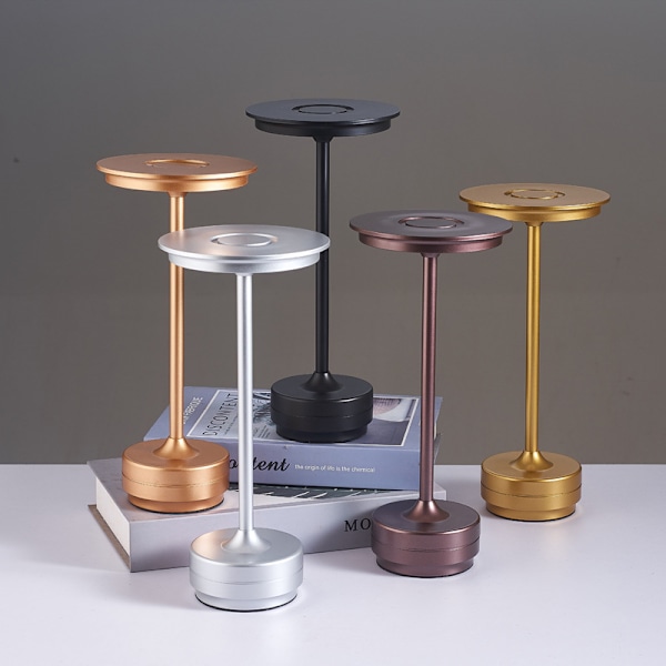 Ledningsfri Bordlampe Dæmpbar Vandafvisende Metal USB Genopladelig Bordlampe -1stk-Guld