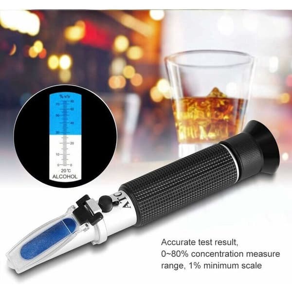 Professionelt refraktometer. Bærbart alkoholtestrefraktometer 0-80%. Vinmåler måleinstrument