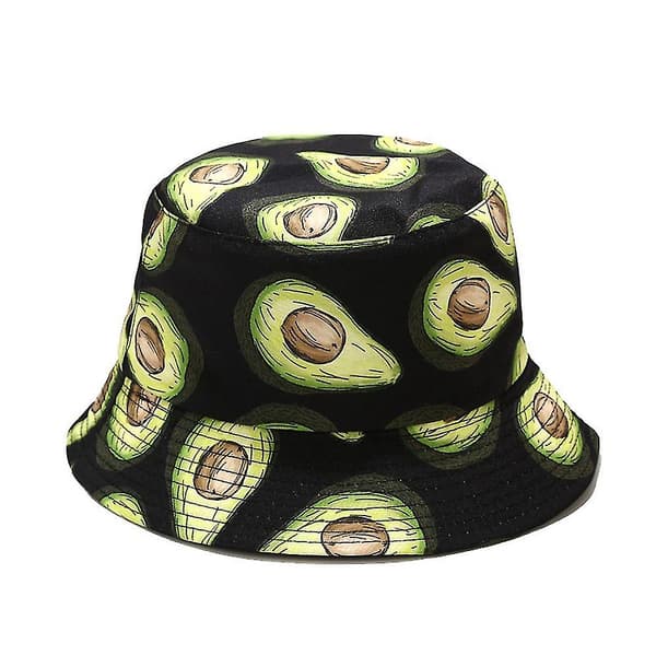 Unisex Vendbar Avocado Print Spand Hat Solhat Til Mænd Kvinder A White