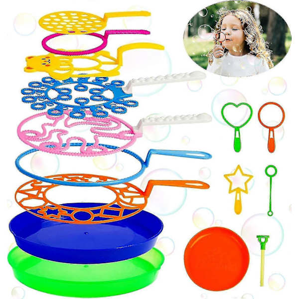 Stora Bubbelstavar Set, 15 st Stora Bubbeltillverkningsleksaker Med Bricka Bulk För Barn, Sommar Utomhus Bubbelleksaker Present