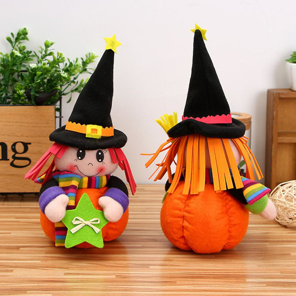 3 st Figit-leksaker Halloween-fest gynnar presenter för barn fyllda pumpadockor Halloween häxa kvastdocka Halloween leksaksprydnader