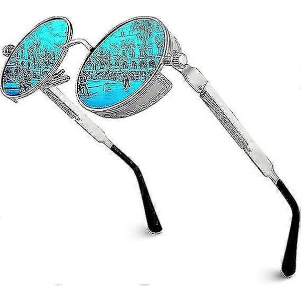 Polarisoidut aurinkolasit, pyöreät retro metallikehykset, steampunk-tyyliin, miehille ja naisille, unisex