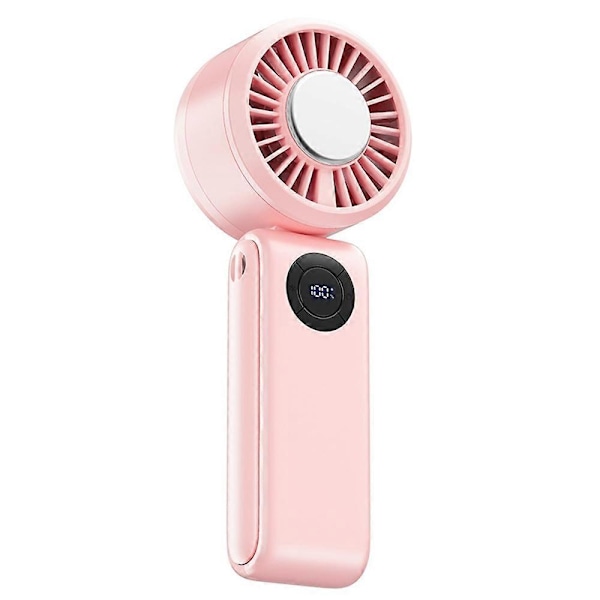 Digitaalinen näyttö Käsituuletin Taitettava Kannettava Jäähdytystuuletin 5 Nopeustasoa 4000mAh Akku - Pinkki