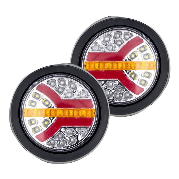 2 stk. 12V 24V LED Rund Bil Baglygte Bremse Stop Side Markør Blinklys Advarselslampe Lastbil