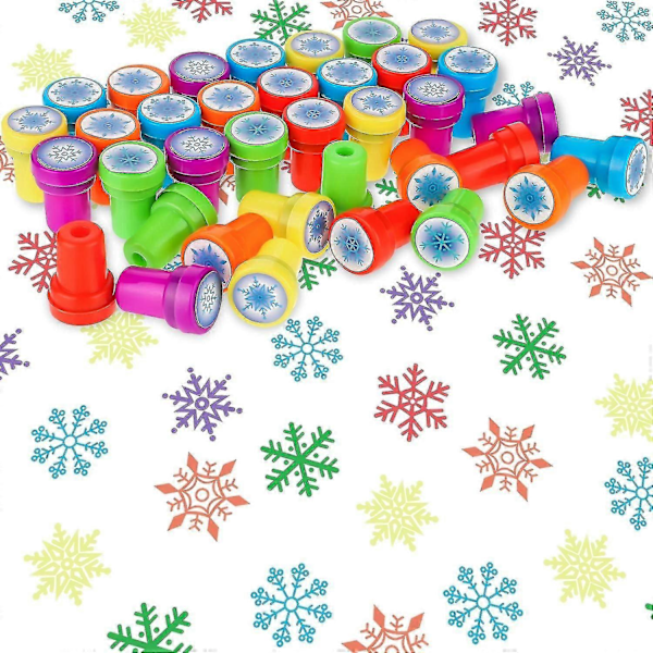 36 Stycken Vinter Snöflinga Stämplar Plast Färgade Stämplar Blandade Snöflinga Stämplar För Korttillverkning Jul Fest Favörer, 6 Stilar