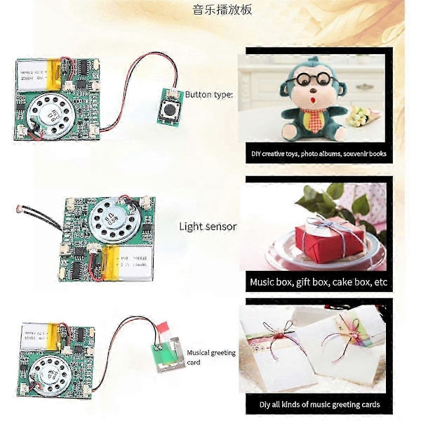 USB Optagelses Musikmodul DIY MP3 Optagelig Lydmodul USB Downloadbart Lydmodul, Lys Con