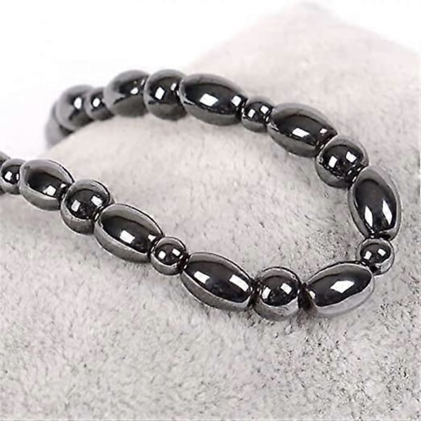 Damanklets med magnet, hematit lindrar ledvärk och främjar sömn, 2 stycken, ljus svart 6mm