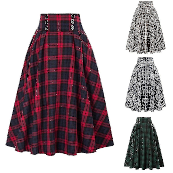 Dame Uld Nederdele Talje A-linje Plisserede Tartan Nederdele