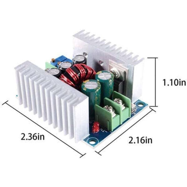 Buck Converter Modul, Step-Down Converter, DC 6-40V til DC 1.2-36V, Justerbar Spænding Konstant Strøm Modul, Elektrolytisk Kondensator. Sølv