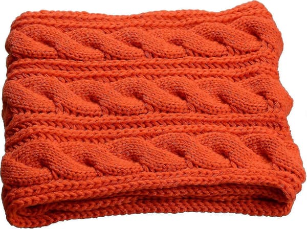 Dam Tjock Ribbstickad Vinter Infinity Cirkel Loop Halsduk Premium Twist Orange