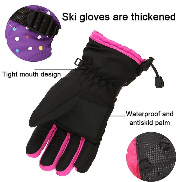 Nya skidhandskar för damer plus fleece tjocka vintervarma handskar utomhussporter Purple