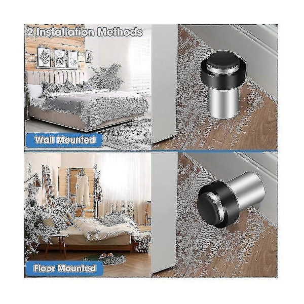 6 stk. Dørstoppere Gulvmontert Dørstopper Rustfritt Stål Sylindrisk Gulvdørstopper For Botto